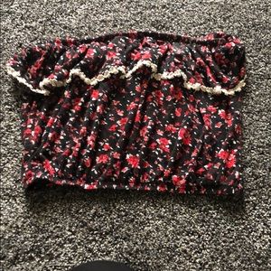 floral ruffle tube top